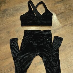 Fabletics Black Velvet Activewear Set